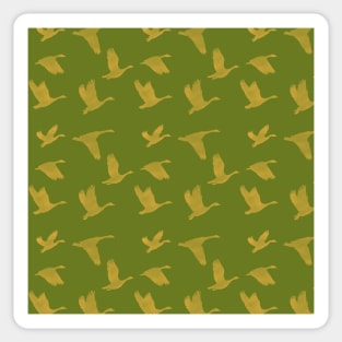Flying Birds Pattern Green Yellow Sticker